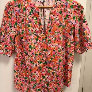Floral Button-Up Blouse - Multicolor